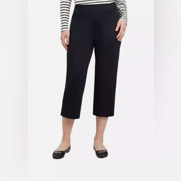 Lands’ End Shore Capri Pants Stretch Waist Black Pull On Capris - Picture 1 of 4